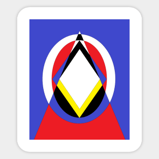 black white red blue yellow circles and triangles Sticker